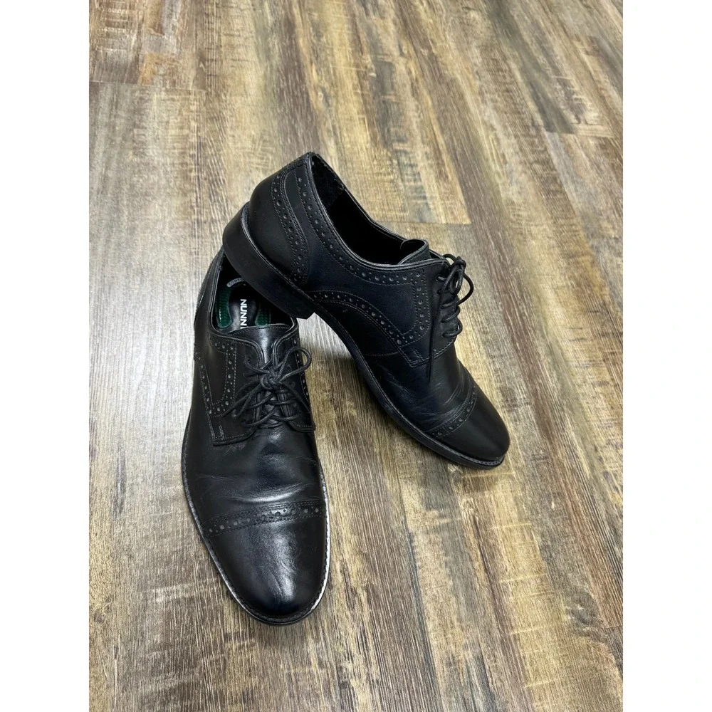 Nunn Bush Mens 84526-001 Black Leather Cap Toe Brogue Oxford Dress Shoes 10.5 M